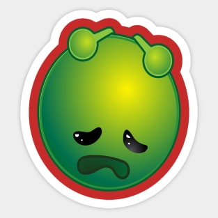 Funny Sad Alien Monster ET Extraterrestrial Martian Green Man Emoji for Women, Men and Kids 4 Sticker